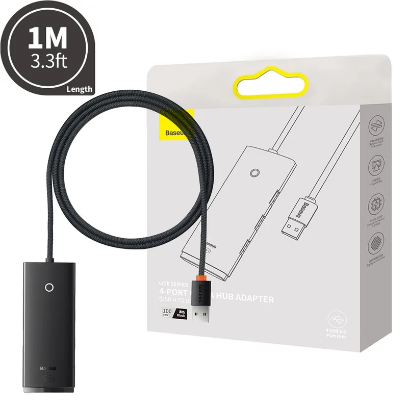 Baseus Lite Series 4-Port USB-A HUB Adapter 1m (USB-A to USB 3.0*4 )