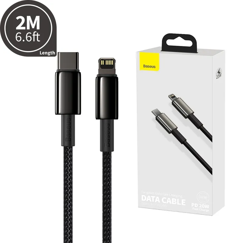 Baseus Tungsten Gold Fast Charging Data Cable USB-C to iPhone PD 20W 2M