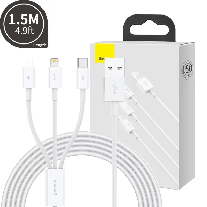 Baseus Superior Series Fast Charging Data Cable USB to Micro-USB & Lightning & USB-C 3.5A 1.5m
