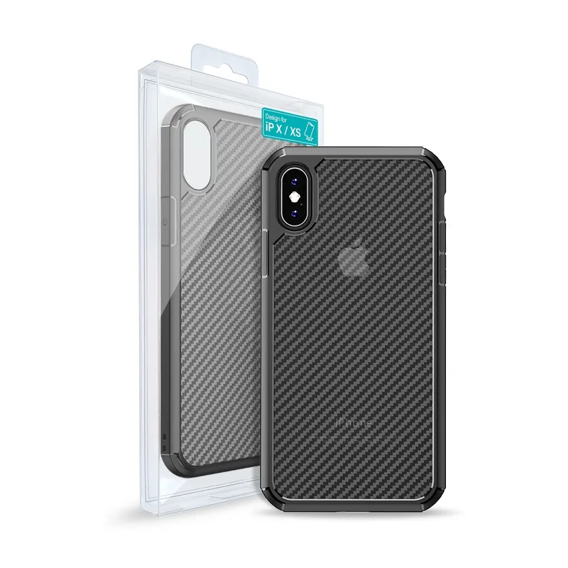 Carbon Fiber Hard Shield Case Cover for iPhone X / XS