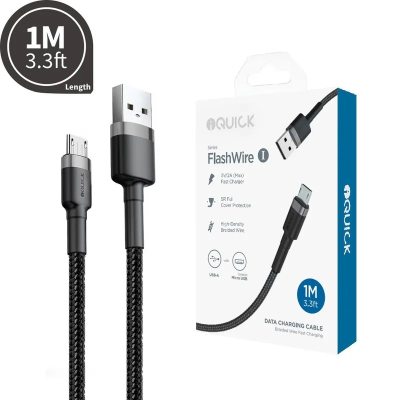 iQuick Braided Micro-USB to USB-A Fast Charging Cable 1M