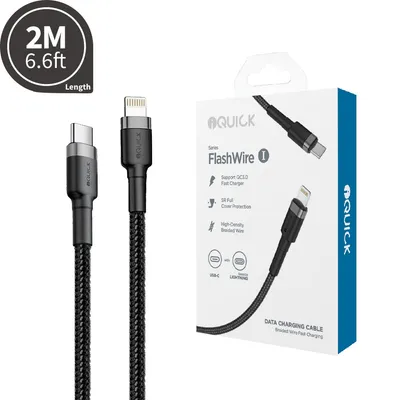 iQuick Braided USB-C to Lightning Fast Charging Cable 2M