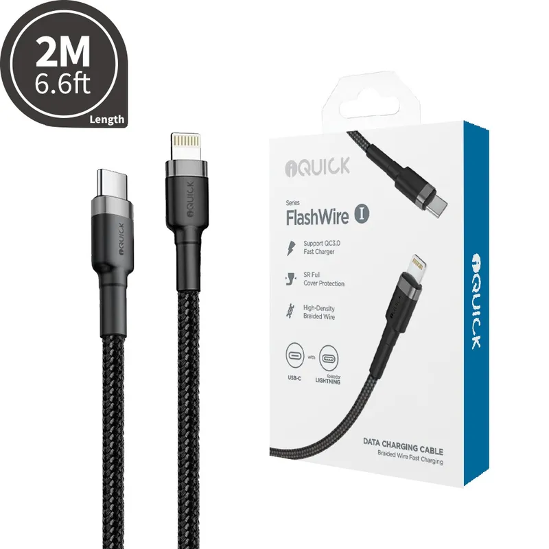 iQuick Braided USB-C to Lightning Fast Charging Cable 2M