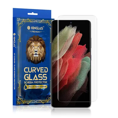 Kinglas 3D Curved UV Tempered Glass Screen Protector For Samsung Galaxy S21 Ultra (2 PCS UV Liquid Adhesive)