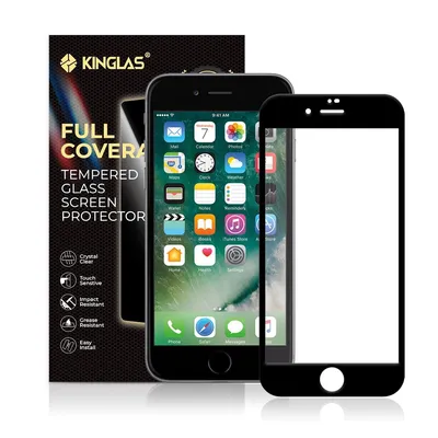 Kinglas 2.5D Full Coverage Silk Printing Black Edge Tempered Glass Screen Protector For iPhone 7 / 8 / SE (2020) / SE (2022)