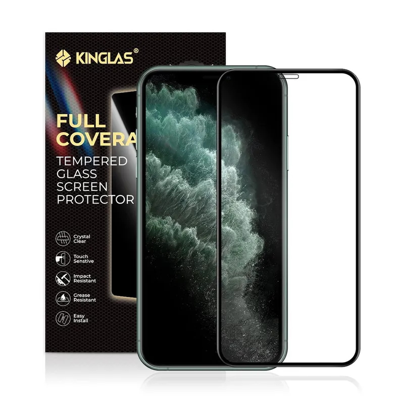 Kinglas 2.5D Full Coverage Silk Printing Black Edge Tempered Glass Screen Protector for iPhone XR / 11