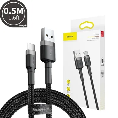 Baseus Cafule Cable USB For USB-C 3A 0.5m Compatible for iPhone 15 16 Series