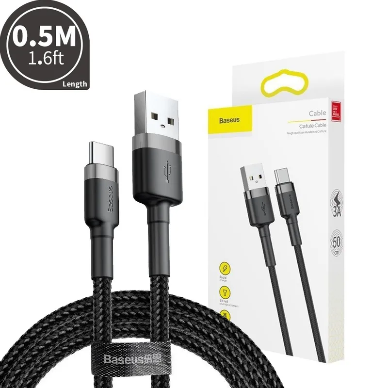 Baseus Cafule Cable USB For USB-C 3A 0.5m Compatible for iPhone 15 16 Series