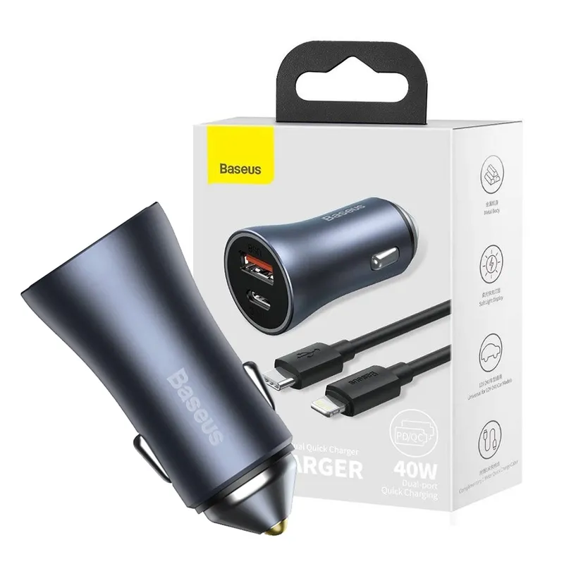 Baseus Golden Contactor Pro Dual Quick Charger Car Charger U+C 40W