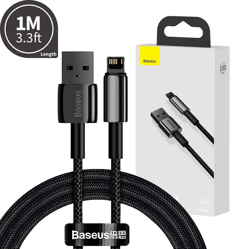 Baseus Tungsten Gold Fast Charging Data Cable USB to iPhone 2.4A 1m