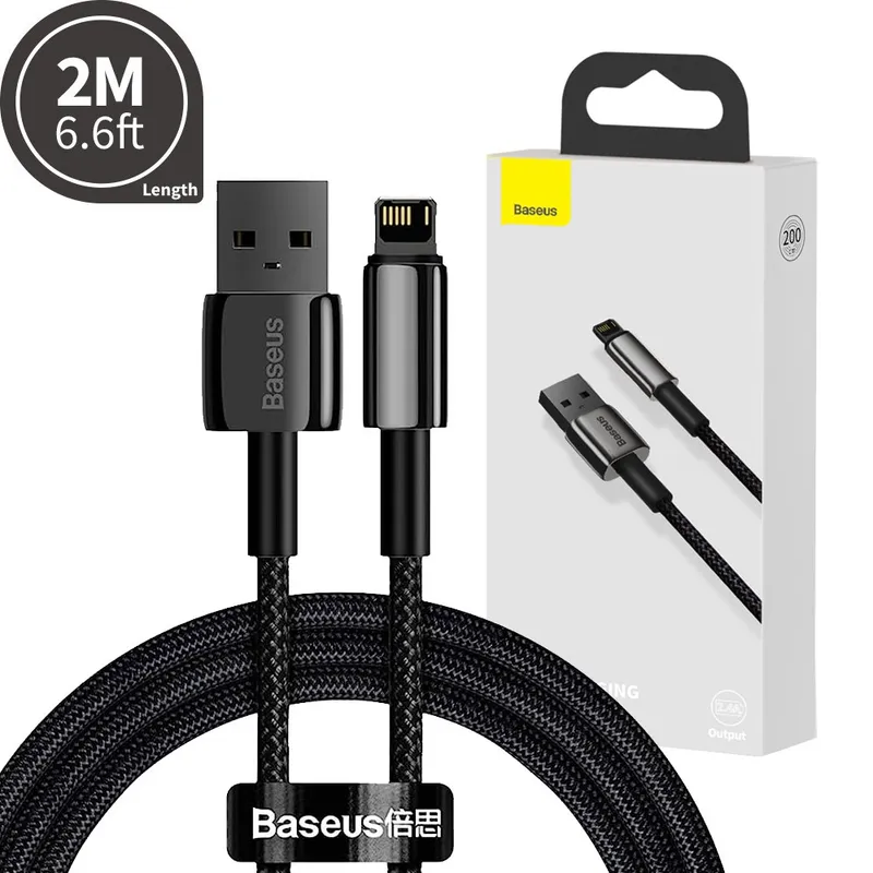 Baseus Tungsten Gold Fast Charging Data Cable USB to iPhone 2.4A 2m