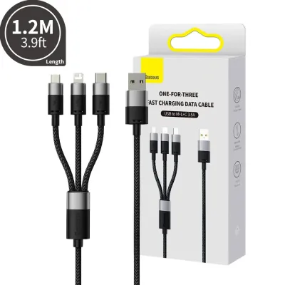 Baseus StarSpeed 1-for-3 Fast Charging Data Cable USB to M+L+C 3.5A 1.2m