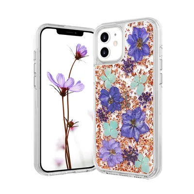 Dried Flower Bling Gold Foil Clear Case Cover for iPhone 12 Pro Max (6.7'')