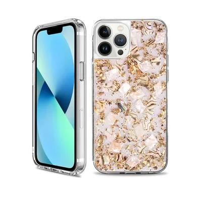 Dried Flower Bling Gold Foil Clear Case Cover for iPhone 13 Pro
