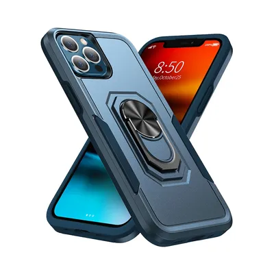 Dual Layer Shockproof Case Cover With Metal Ring Holder for iPhone 13 Pro