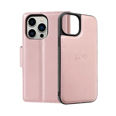 Hanman 2 in 1 Detachable Magnetic Flip Leather Wallet Cover Case for iPhone 14 Pro