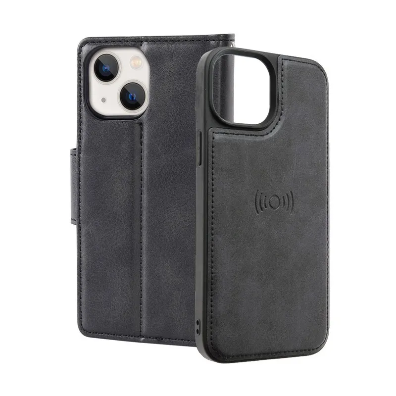 Hanman 2 in 1 Detachable Magnetic Flip Leather Wallet Cover Case for iPhone 15 Plus