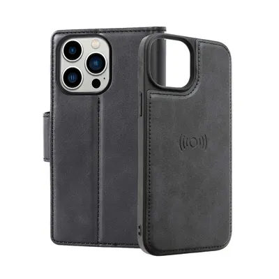 Hanman 2 in 1 Detachable Magnetic Flip Leather Wallet Cover Case for iPhone 15 Pro Max