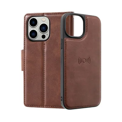 Hanman 2 in 1 Detachable Magnetic Flip Leather Wallet Cover Case for iPhone 15 Pro