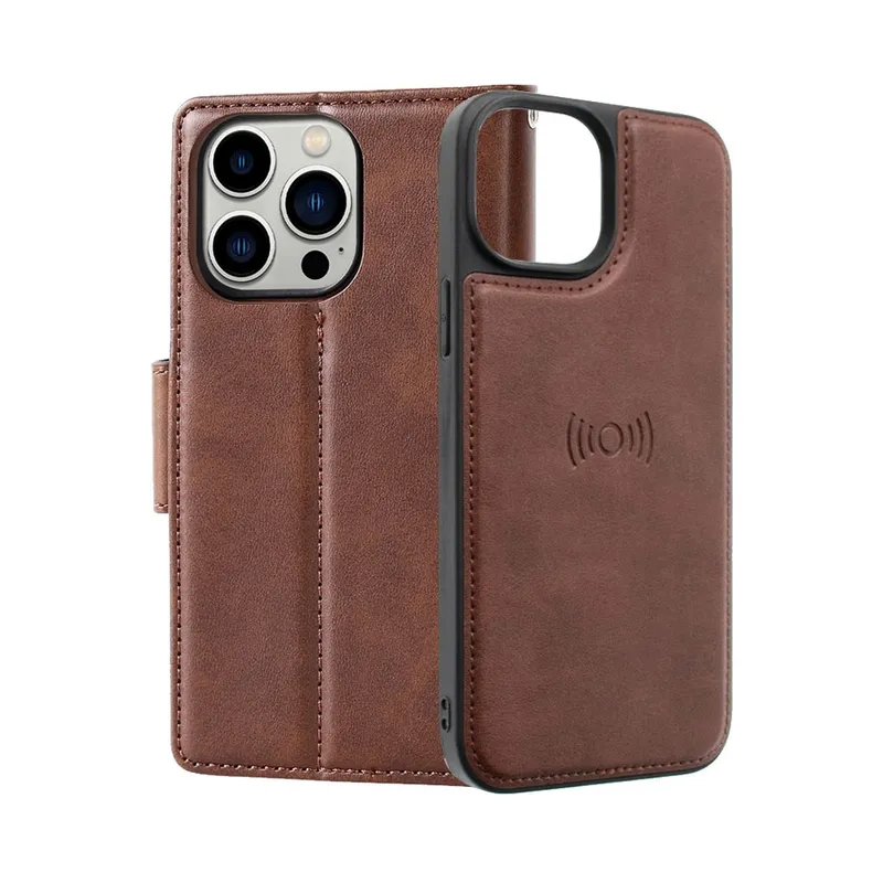 Hanman 2 in 1 Detachable Magnetic Flip Leather Wallet Cover Case for iPhone 15 Pro
