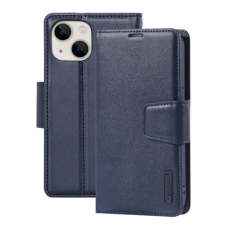 Hanman PU Flip Leather Wallet Cover Case for iPhone 15 Plus