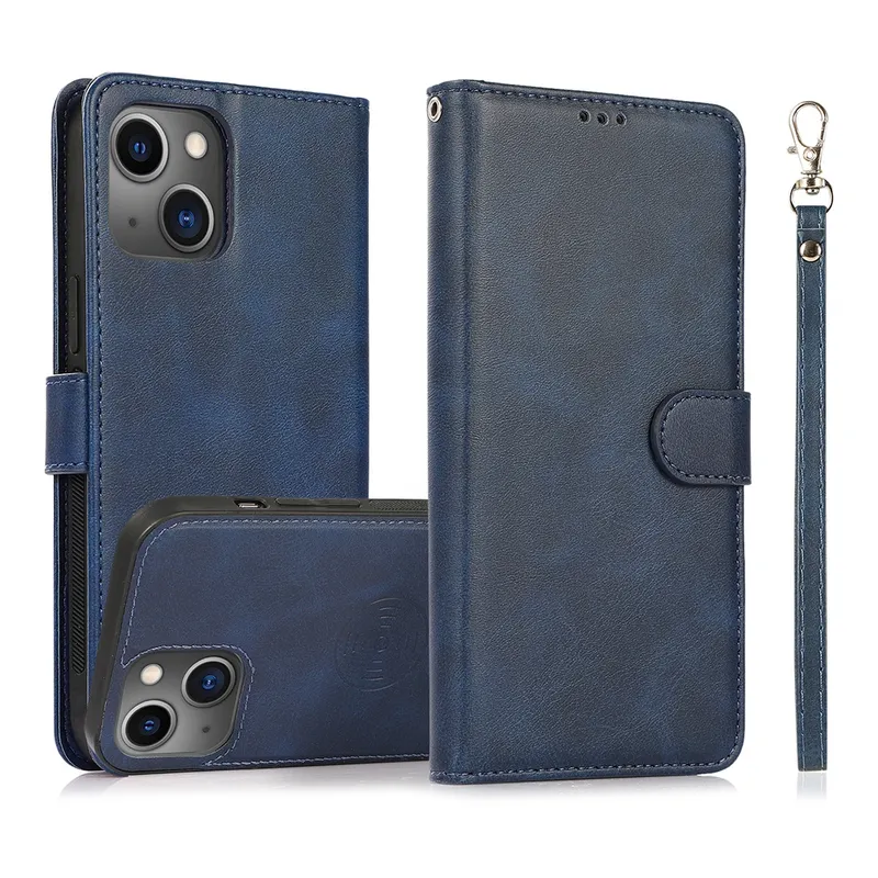 Magnetic Split PU Leather Flip Wallet Cover Case for iPhone 13