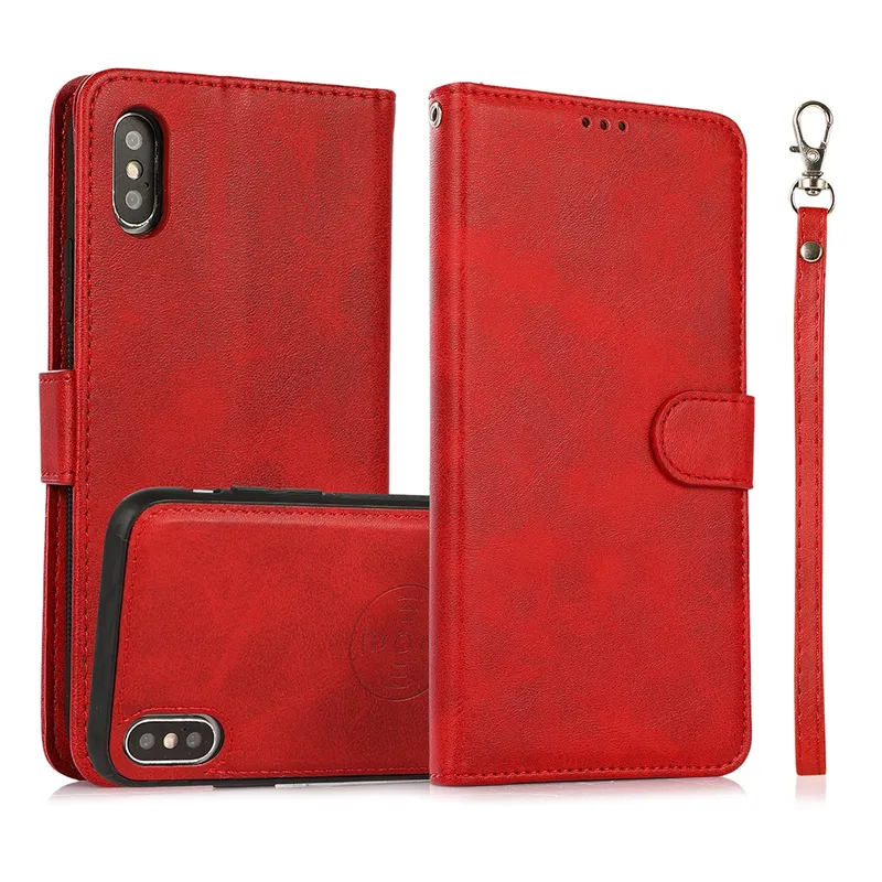Magnetic Split PU Leather Flip Wallet Cover Case for iPhone XS Max