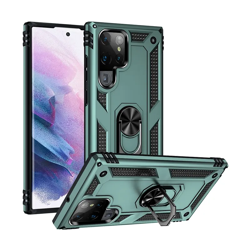 Rotating Metal Ring Holder Armor Shockproof Case Cover for Samsung Galaxy S22 Ultra