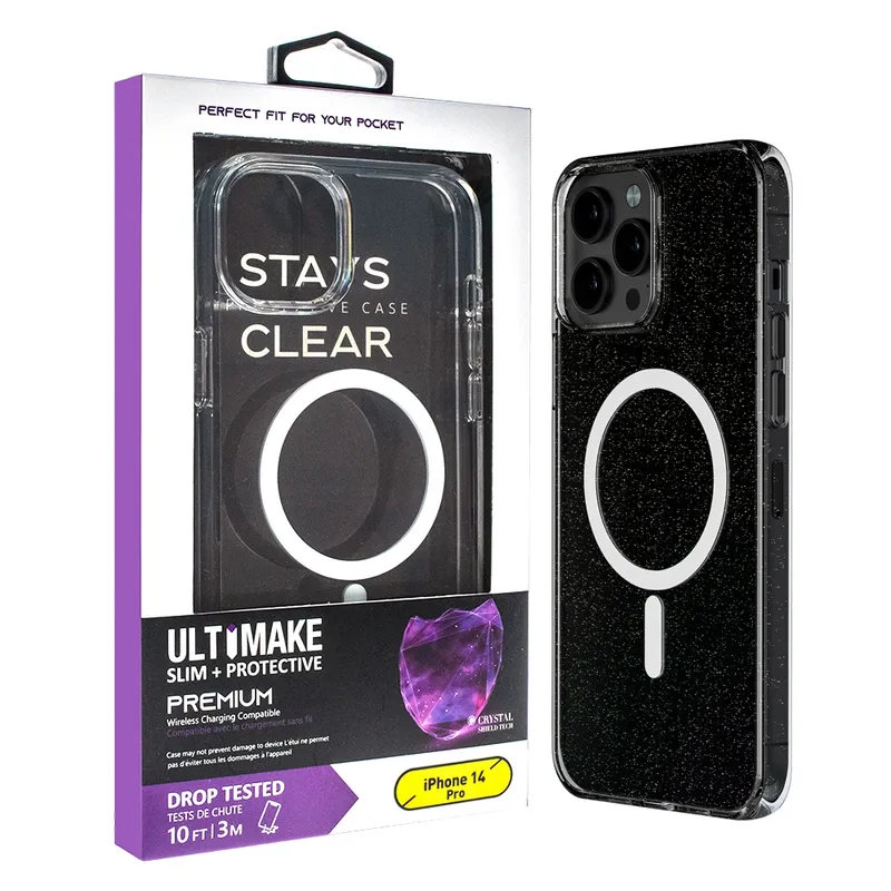 Ultimake Glitter Shockproof Transparent Magsafe Cover Case for iPhone 14 Pro