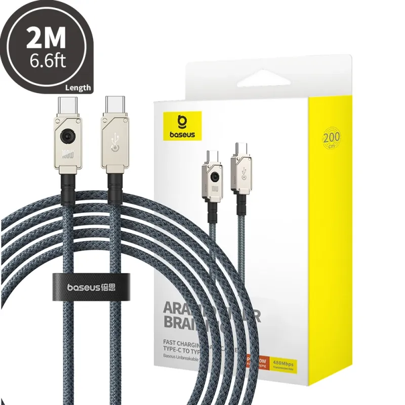 Baseus Unbreakable Series Fast Charging Data Cable USB-C to USB-C 100W 2m Compatible for iPhone 15