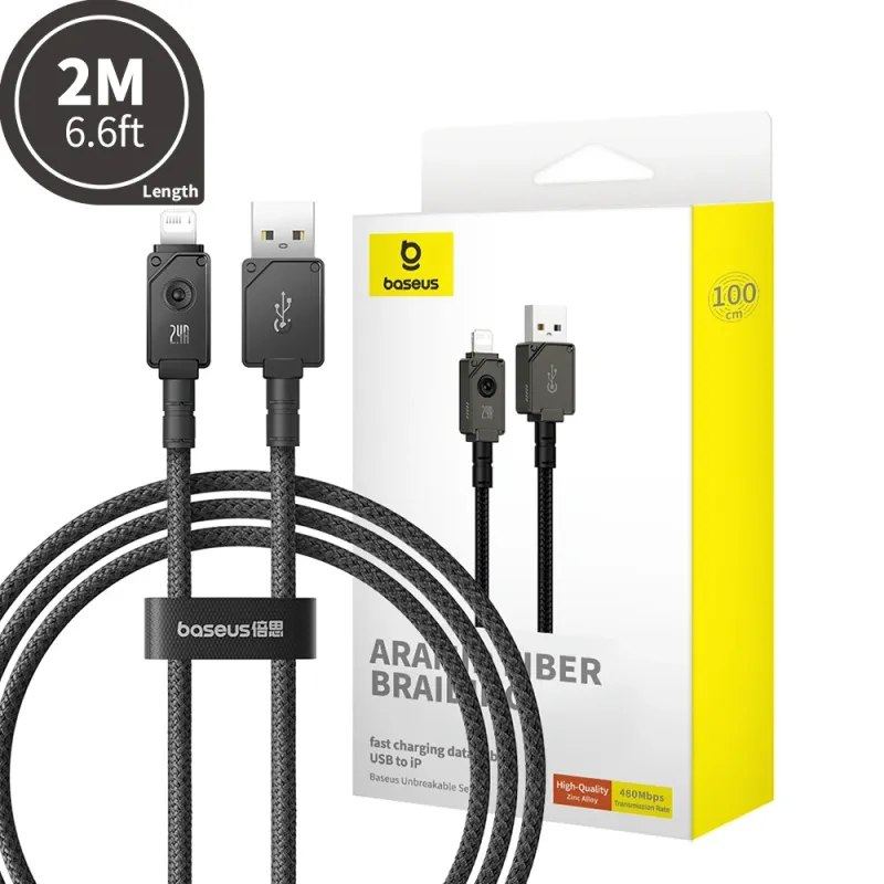 Baseus Unbreakable Series Fast Charging Data Cable USB to iPhone 2.4A 1m