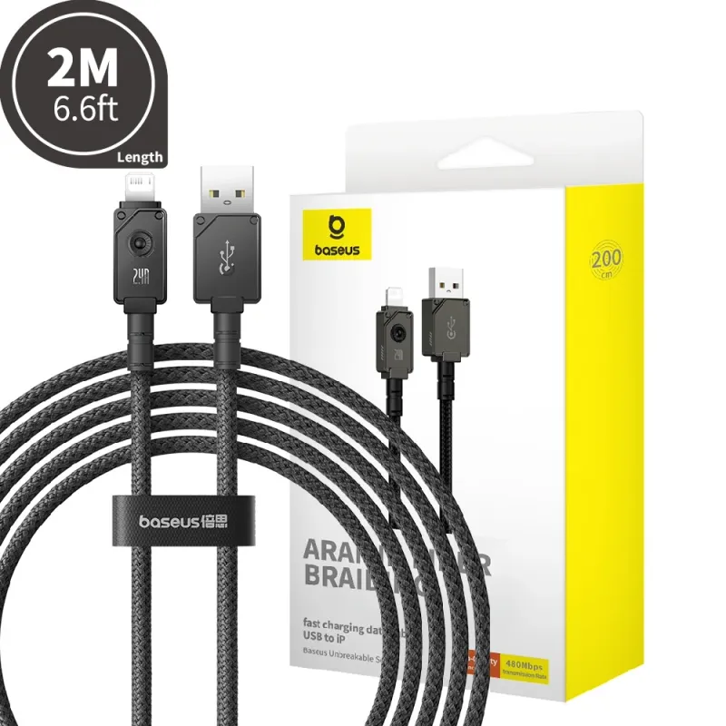 Baseus Unbreakable Series Fast Charging Data Cable USB to iPhone 2.4A 2m