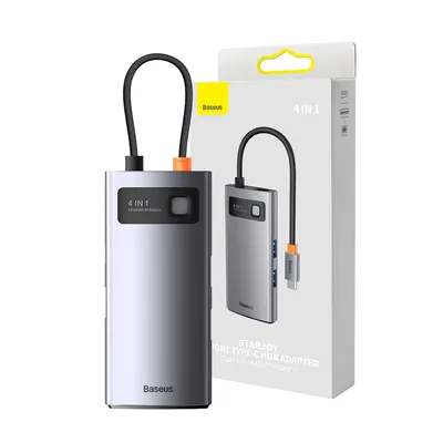 Baseus Metal Gleam Series 4-in-1 Multifunctional USB-C HUB Docking Station (USB-C to USB3.03+RJ451)