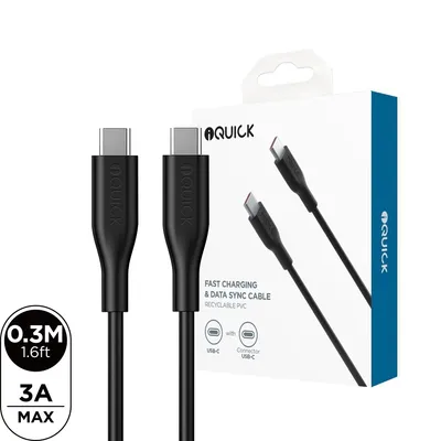 iQuick PVC USB-C to USB-C Fast Charging Cable 0.3M Compatible for iPhone Series