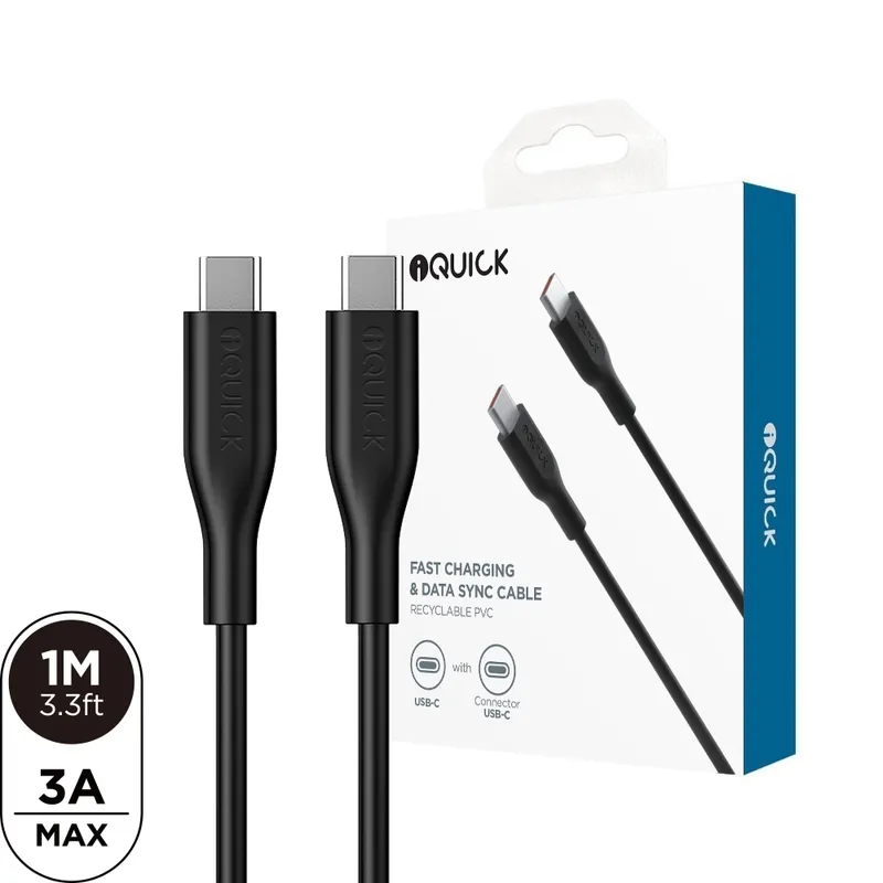iQuick PVC USB-C to USB-C Fast Charging Cable 1M Compatible for iPhone Series