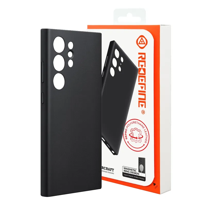 REDEFINE MASTERCRAFT Re-pro Polyurethane Leather Case Cover With Magnetic Ring for Samsung Galaxy S24 Ultra