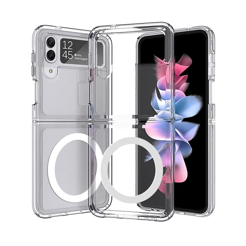 Ultimake Shockproof Transparent Case Cover With Magnetic Ring for Samsung Galaxy Z Flip4 - Transparent