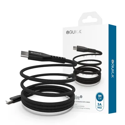 iQuick MagWire 1 Series Self-winding Charging Data Cable 100W/5A 1m Compatible for iPhone 15 16 Seri