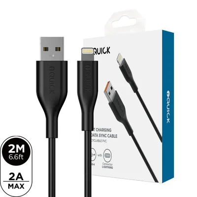 iQuick PVC USB-A to Lightning Fast Charging Cable 2M