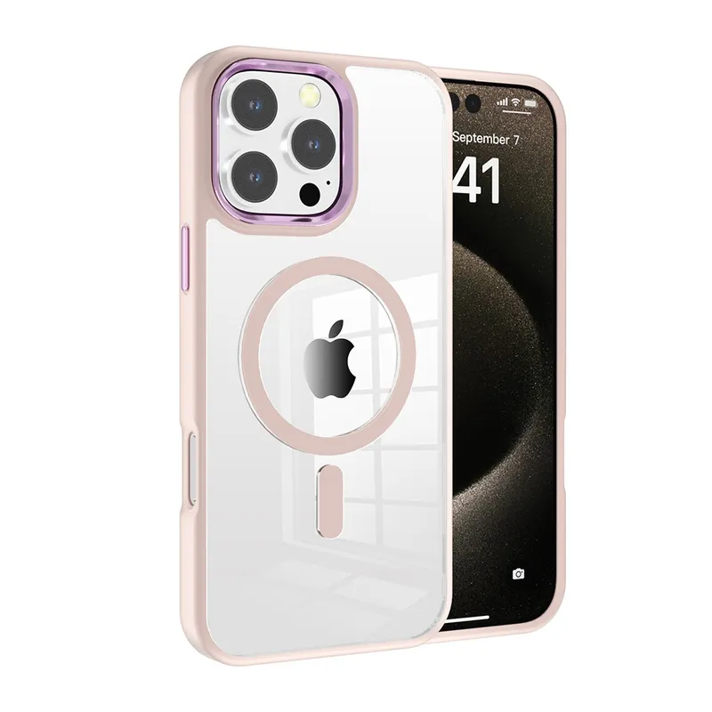 iPhone 16 Pro Redefine Metal Camera Lens Transparent Case Cover With Magnetic Ring