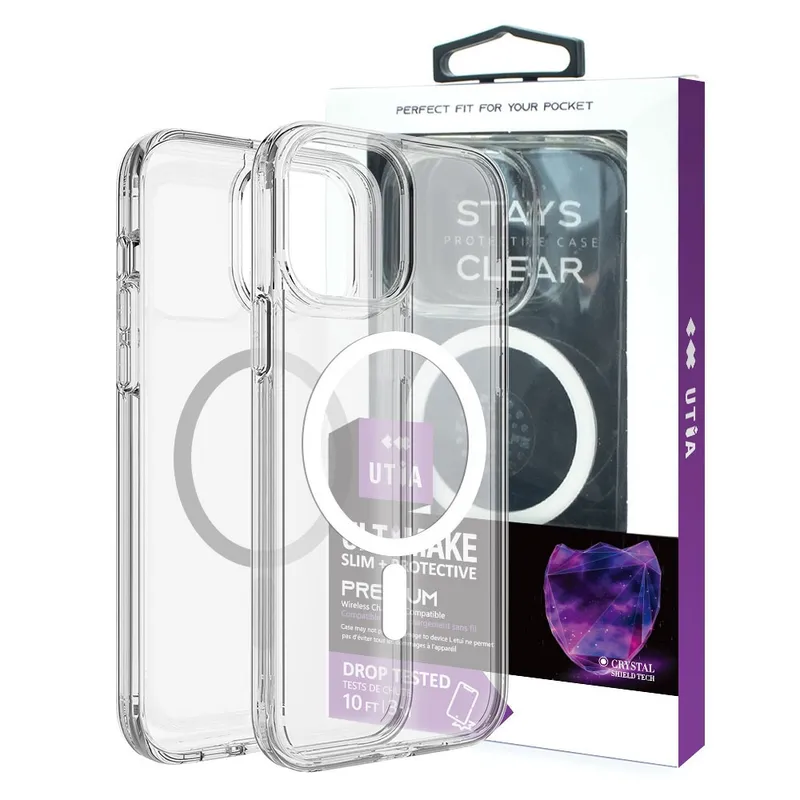 iPhone 16 Plus UTIA Ultimake Shockproof Transparent Case Cover With Magnetic Ring