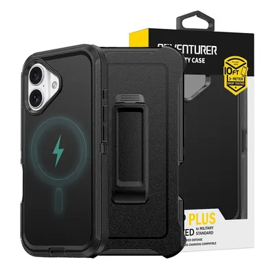 iPhone 16 Plus Shockproof Robot Armor Hard Plastic Case Cover With Magnetic Ring With Belt Clip