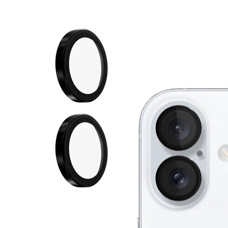 iPhone 16 / 16 Plus Kinglas Metal Ring HD Tempered Glass Camera Lens Protector Film